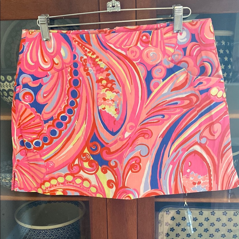 Lilly Pulitzer Orange and Pink Mini Pencil Skirt Resort Wear